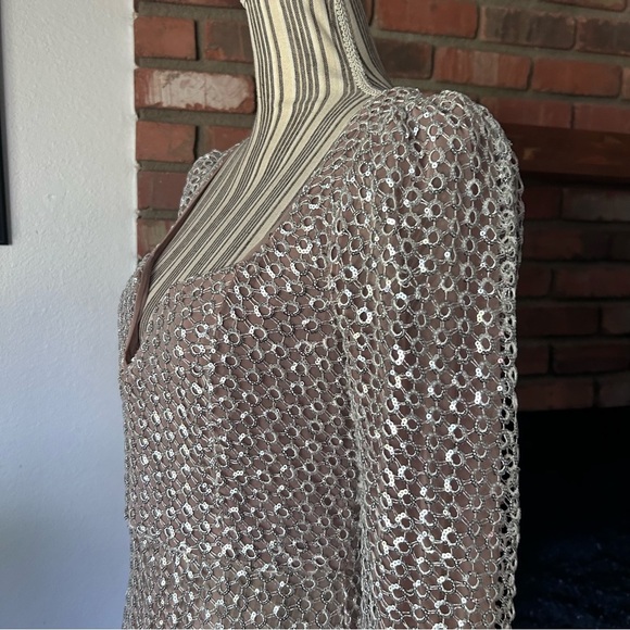 Camila Coelho Thalia Long Sleeve Mini Dress in Silver Sz M - Picture 6 of 9